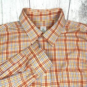 Sero by Forsyth Long Sleeve Shirt Mens XL Orange Plaid Tailored Fit Button Down